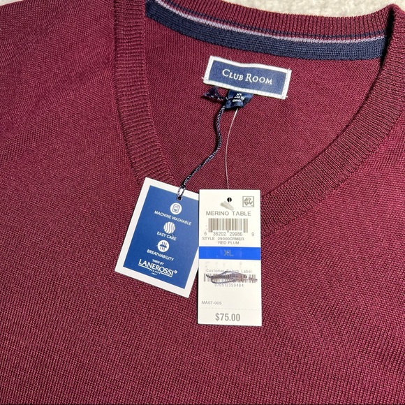 NWT Club Room Wool-Blend V-Neck Sweater - Picture 4 of 5